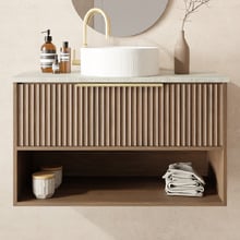 Merewether 900mm Wall Hung Single Vanity with Solid Surface Countertop